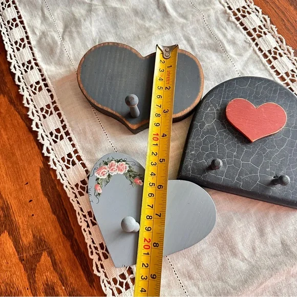 Heart-Shaped Wall Hooks lot of 3 - Picture 7 of 8